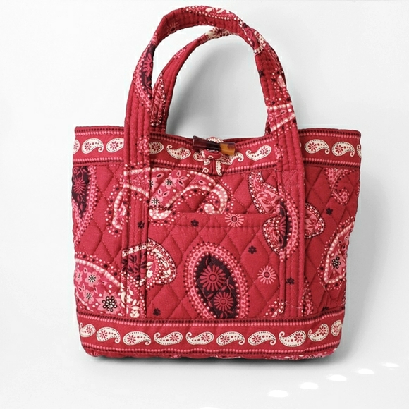 Vintage Vera Bradley Red Paisley Print Mini Bag - Picture 1 of 13